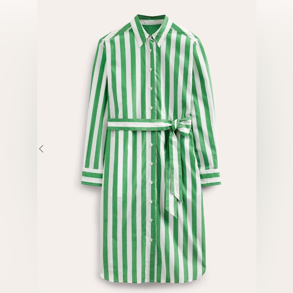NWT Boden Green Striped Shirtdress Size 6 (long)